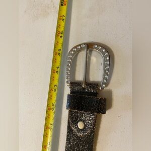 Black Leather Belt with Silver Buckle